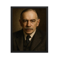 John Maynard Keynes framed print on a plain backdrop in size 16"x20".