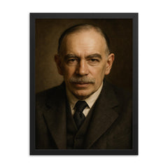John Maynard Keynes framed print on a plain backdrop in size 18"x24".