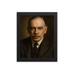 John Maynard Keynes framed print on a plain backdrop in size 8"x10".