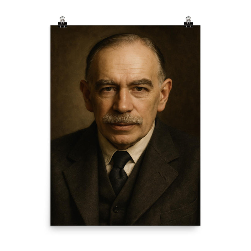 John Maynard Keynes poster on a plain backdrop in size 8