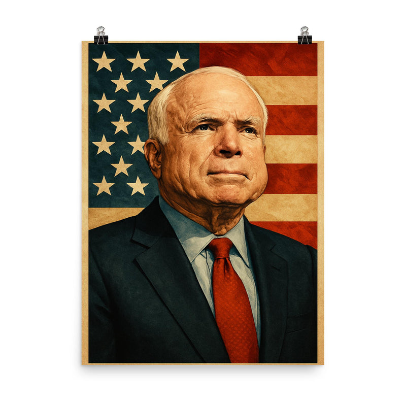 John McCain poster on a plain backdrop in size 8