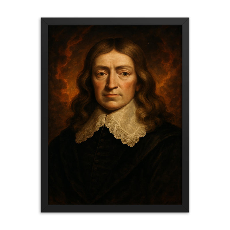 John Milton framed print on a plain backdrop in size 18