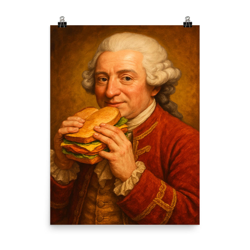 John Montagu 4th Earl of Sandwich poster on a plain backdrop in size 8