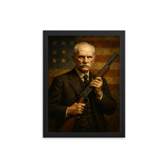 John Moses Browning framed print on a plain backdrop in size 12"x16".