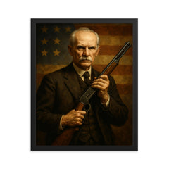 John Moses Browning framed print on a plain backdrop in size 16"x20".