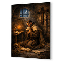 John of the Cross dark night cell metal print mockup