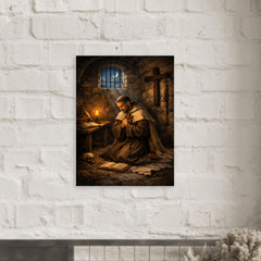 John of the Cross dark night cell metal print mockup