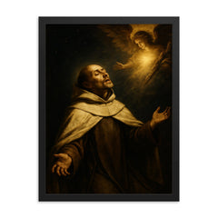 John of the Cross dark night ecstasy framed print on a plain backdrop in size 18"x24".