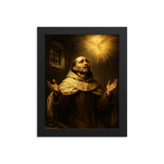 John of the Cross in prison ecstasy framed print on a plain backdrop in size 8"x10".