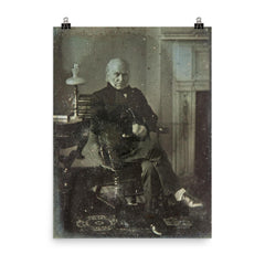 John Quincy Adams, 1843 - Oldest Known Photo of a US President poster on a plain backdrop in size 8"x10".