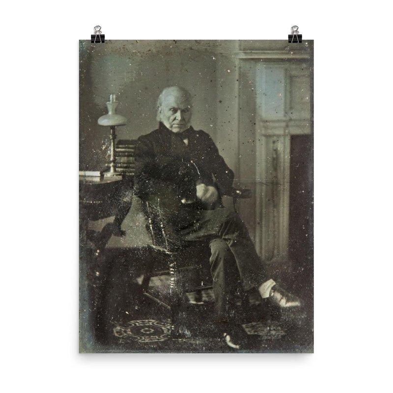 John Quincy Adams, 1843 - Oldest Known Photo of a US President poster on a plain backdrop in size 8