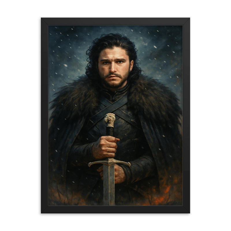 John Snow framed print on a plain backdrop in size 18