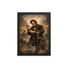 John Snow removing the Broad Street pump handle framed print on a plain backdrop in size 12"x16".