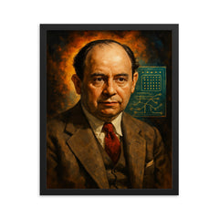 John von Neumann framed print on a plain backdrop in size 16"x20".