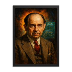 John von Neumann framed print on a plain backdrop in size 18"x24".