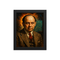 John von Neumann framed print on a plain backdrop in size 8"x10".