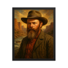 John Wesley Powell framed print on a plain backdrop in size 16"x20".
