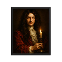John Wilmot 2nd Earl of Rochester framed print on a plain backdrop in size 16"x20".