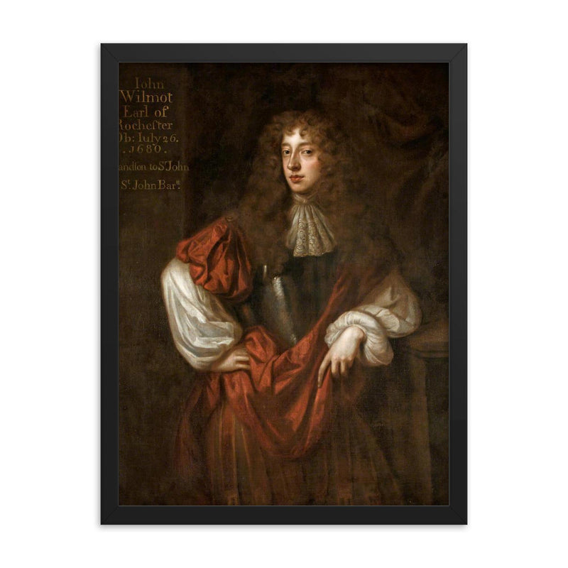 John Wilmot framed print on a plain backdrop in size 18