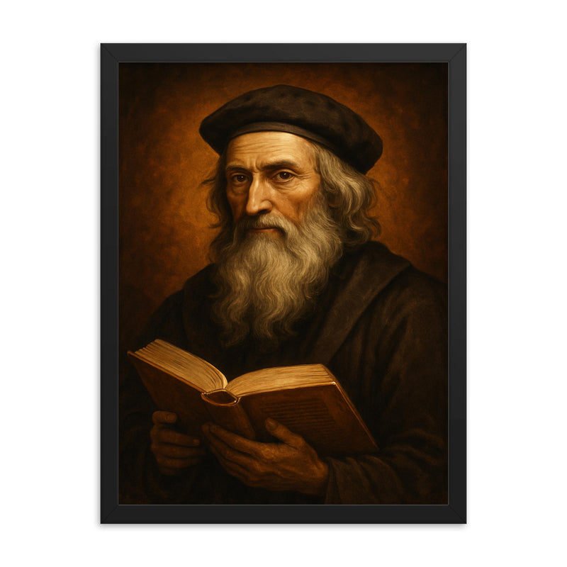 John Wycliffe framed print on a plain backdrop in size 18