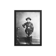 Johnny Clem, Union Army Drummer Boy, 1863 framed print on a plain backdrop in size 12"x16".