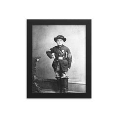 Johnny Clem, Union Army Drummer Boy, 1863 framed print on a plain backdrop in size 8"x10".