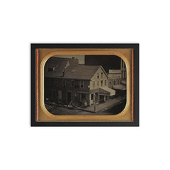 Johnson's Daguerreian Rooms and Stores in San Francisco, California, c. 1854-1855 by George H. Johnson framed print on a plain backdrop in size 12"x16".