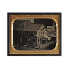 Johnson's Daguerreian Rooms and Stores in San Francisco, California, c. 1854-1855 by George H. Johnson framed print on a plain backdrop in size 16"x20".