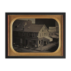 Johnson's Daguerreian Rooms and Stores in San Francisco, California, c. 1854-1855 by George H. Johnson framed print on a plain backdrop in size 18"x24".
