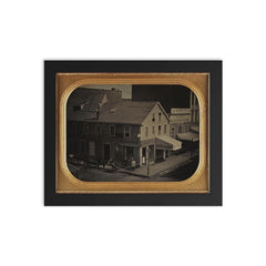 Johnson's Daguerreian Rooms and Stores in San Francisco, California, c. 1854-1855 by George H. Johnson framed print on a plain backdrop in size 8"x10".
