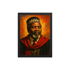 Jomo Kenyatta framed print on a plain backdrop in size 12"x16".