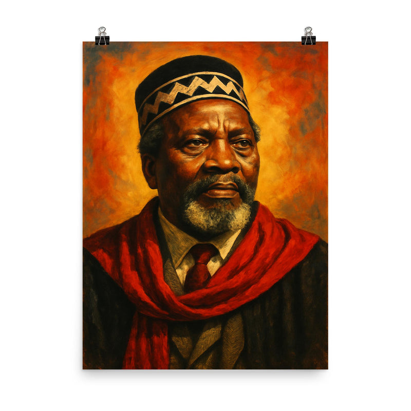 Jomo Kenyatta poster on a plain backdrop in size 8
