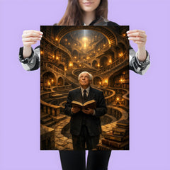 Jorge Luis Borges in labyrinth library poster 3
