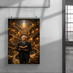 Jorge Luis Borges in labyrinth library poster 4