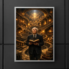 Jorge Luis Borges in labyrinth library poster 5