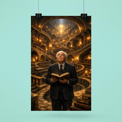 Jorge Luis Borges in labyrinth library poster 6