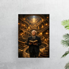 Jorge Luis Borges in labyrinth library poster 7