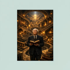 Jorge Luis Borges in labyrinth library poster 8