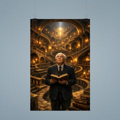 Jorge Luis Borges in labyrinth library poster 9
