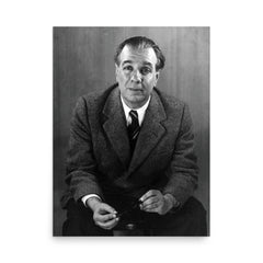 Jorge Luis Borges poster on a plain backdrop in size 18"x24".