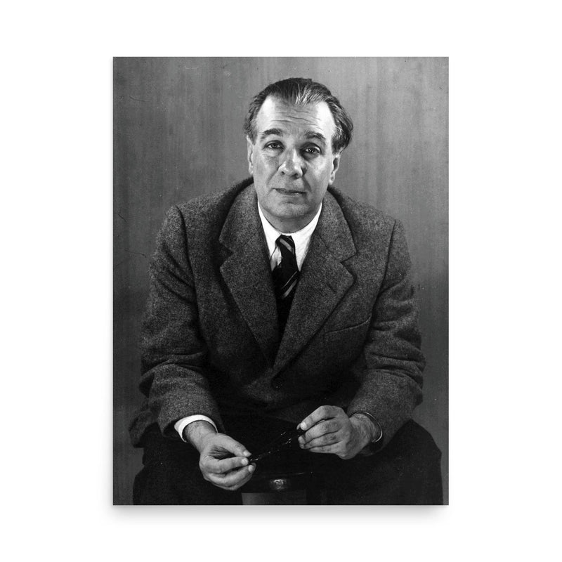 Jorge Luis Borges poster on a plain backdrop in size 18