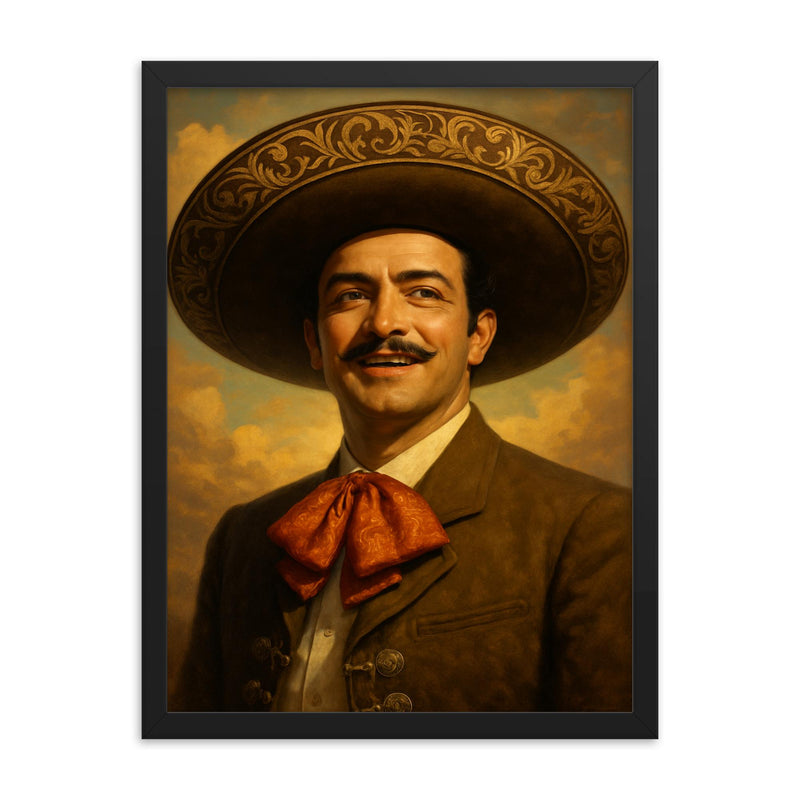 Jorge Negrete framed print on a plain backdrop in size 18