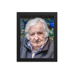 Jose Mujica framed print on a plain backdrop in size 8"x10".