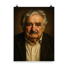 Jose Mujica portrait poster on a plain backdrop in size 8"x10".