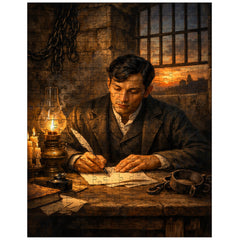 Jose Rizal in prison writing farewell jigsaw puzzle