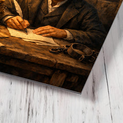 Jose Rizal in prison writing farewell metal print mockup