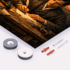Jose Rizal in prison writing farewell metal print mockup