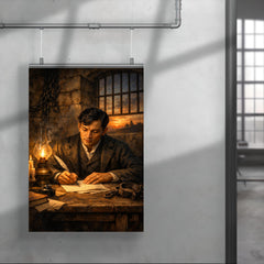 Jose Rizal in prison writing farewell poster 4
