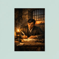 Jose Rizal in prison writing farewell poster 8