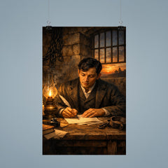 Jose Rizal in prison writing farewell poster 9